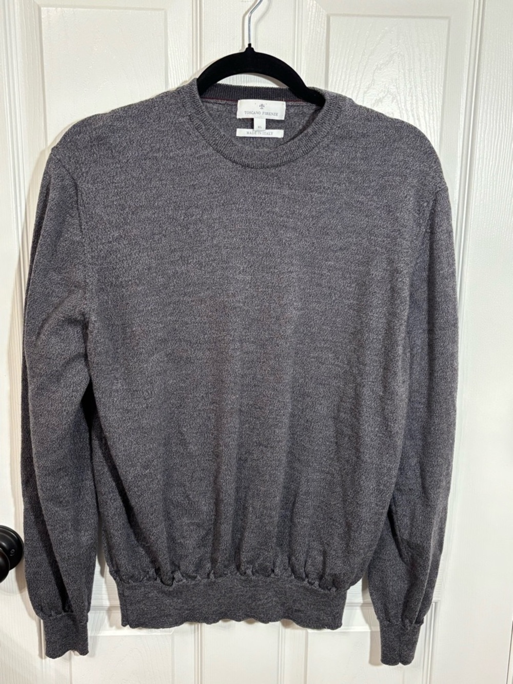 Toscano Firenze 100% Merino Wool Sweater XL Made in Italy Gray Luxury Knit